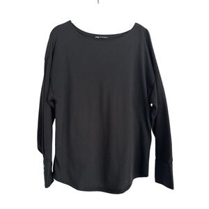 Zara Women's‎ Black Long-sleeved Blouse Round Neck Buttoned Sleeve Cuffs Size S